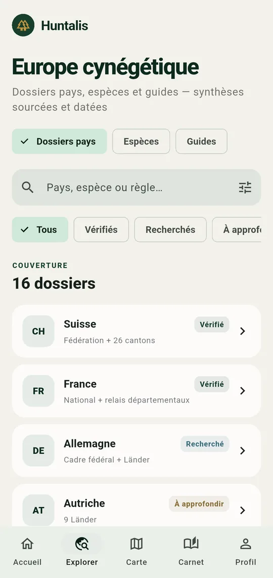 L’écran Explorer : chaque dossier avec son niveau de vérification.